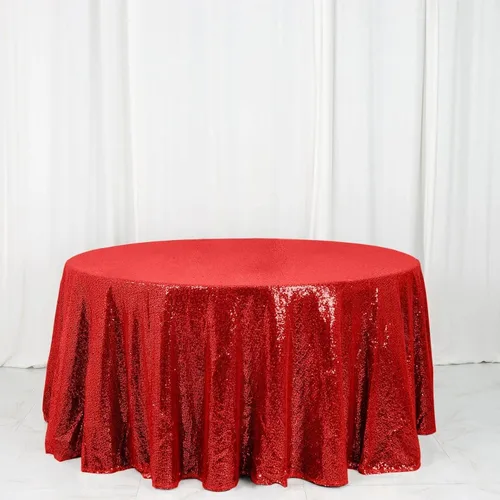 Vista 18 de Efavormart - Mantel redondo de lentejuelas brillantes de 120 pulgadas para banquetes de boda, fiesta, decoración del hogar