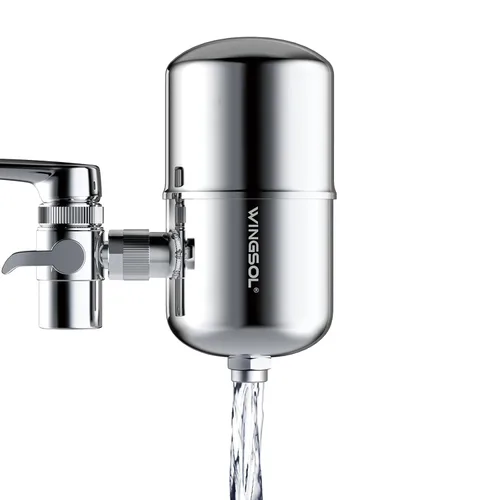 Vista 11 de WINGSOL Filtro de agua de acero inoxidable para grifo de fregadero, NSF/ANSI 42 y 53, purificador de grifo giratorio de 360°, reduce los metales
