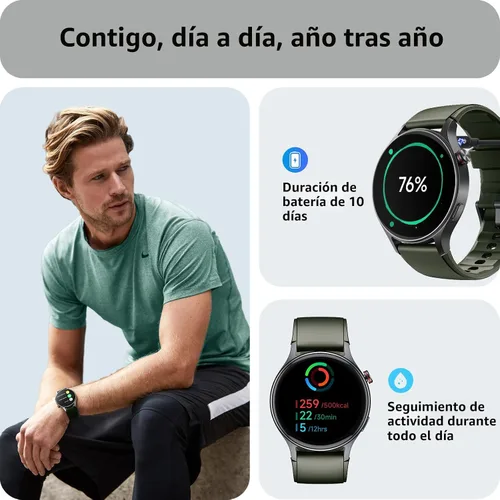 Vista 3 de Reloj inteligente para hombres y mujeres, responder/hacer llamadas, rastreadores de actividad con pantalla ultra clara AMOLED con monitor