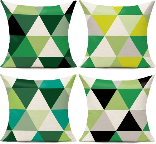 Vista 9 de All Smiles Juego de 4 fundas de almohada para exteriores de 16 x 16 pulgadas, estilo bohemio, colorido, divertido de mediados de siglo, moderno