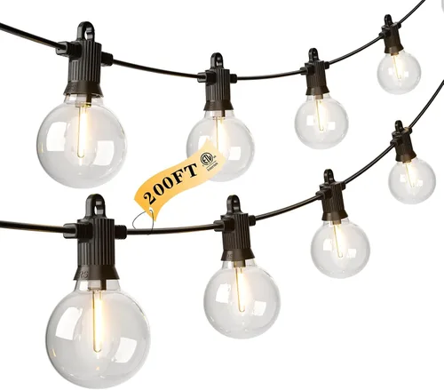Vista 10 de Kawaya Tira de luces LED de 240 pies para exteriores, impermeable, regulable, G40, globo G40, iluminación para exteriores con 120 + 4 bombillas