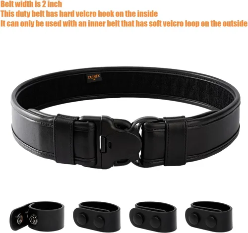 Vista 2 de TACNEX Cinturón de servicio de 2" con forro de gancho 4 sujetadores Cinturón interior reversible de 1.5" para Policía Aplicación de la Ley Seguridad