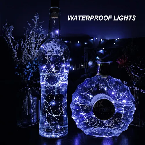 Vista 4 de MUMUXI Luces de Botella de Vino con Interruptor de Corcho [Paquete de 10] Luces de Botella de 20 LED de 3.3 pies Fáciles de Usar Luces de Corcho