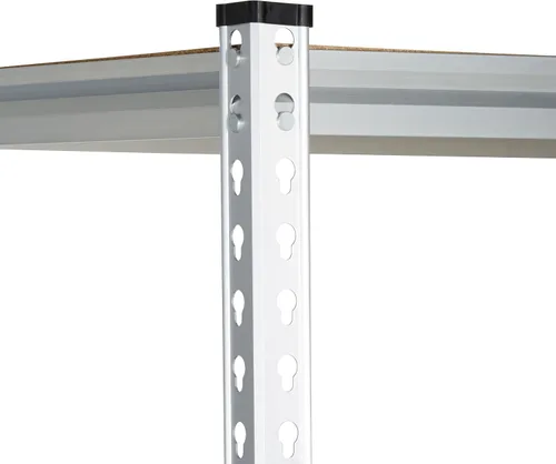 Vista 5 de Amazon Basics - Estantería de almacenamiento de resistencia media de doble poste, 5 niveles, tablero prensado, aluminio, 36 x 18 x 72 Servicio
