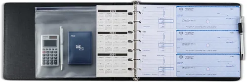 Vista 3 de Inkline Executive - Carpeta de 7 anillos, piel sintética de alta calidad, capacidad de 500 cheques, para hojas de 9 x 13 pulgadas, con organizador