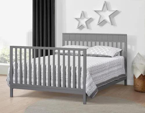 Vista 3 de Oxford Baby Logan - Kit de conversión de cuna a cama de tamaño completo, gris paloma, certificado GreenGuard Gold