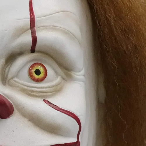 Vista 4 de Máscara de látex de cabello marrón máscara de Halloween fantasma aterrador con diente, Multicolorido
