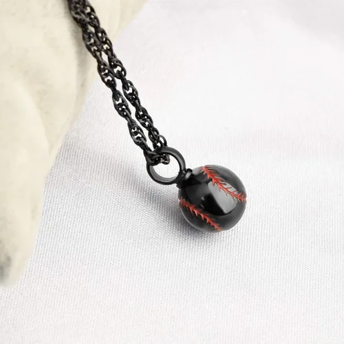 Vista 3 de abooxiu Collar de urna de béisbol para cenizas de acero inoxidable con colgante conmemorativo, colgante de cenizas humanas, para mujeres y hombres