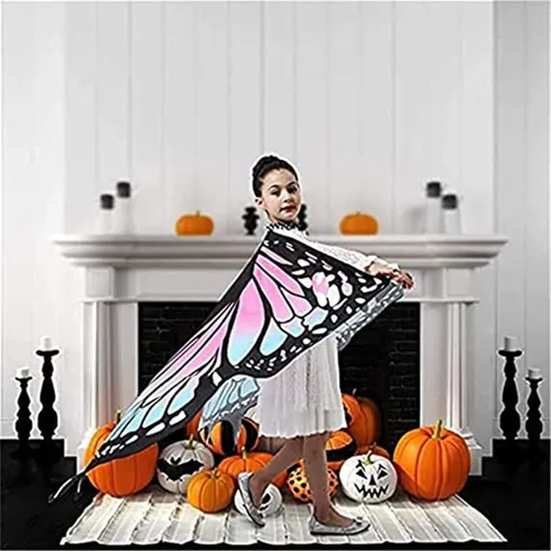 Vista 6 de Alas de mariposa para niñas y niños disfraz de Halloween chal de hadas festival vestido fiesta