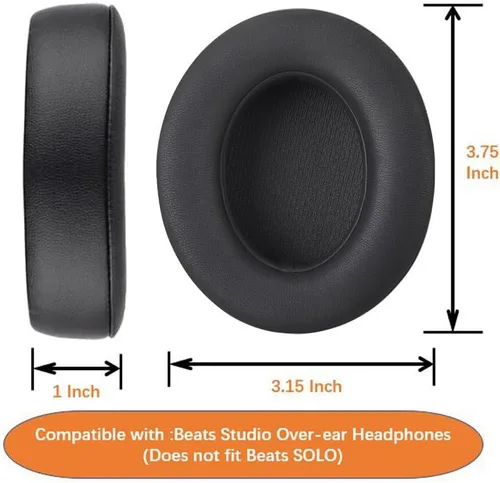 Vista 5 de QOQOON Almohadillas profesionales de repuesto para auriculares Beats Studio 2 y 3 (B0501, B0500) con cable e inalámbrico, no es compatible con Beats