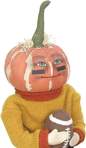 Vista 3 de GALLERIE II Football Defense Dan Acción de Gracias Calabaza Cosecha Arte Folk Muñeca Coleccionable Joe Spencer Tradiciones Reunidas Figuras