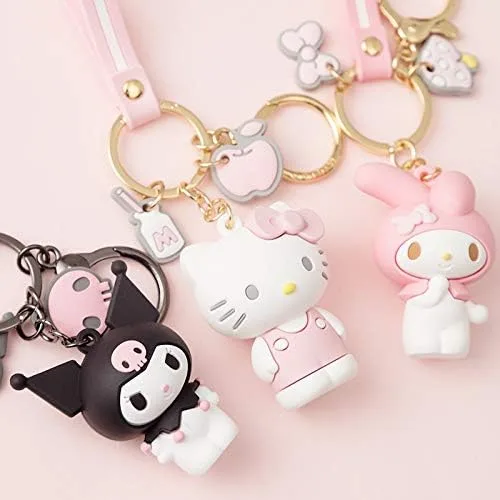 Vista 4 de PaPiJoJo Lindo llavero Kawaii Anime llavero, Hello Kitty, My Melody, Kuromi, Keroppi, Badtz-Maru, Cinnamoroll, Pompompurin