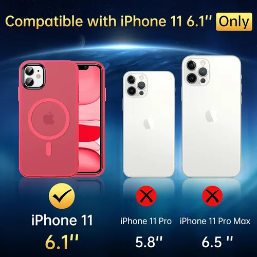 Vista 2 de Funda magnética para iPhone 11, [probada en caídas de grado militar] [compatible con MagSafe] a prueba de golpes, translúcida y dura, suave funda