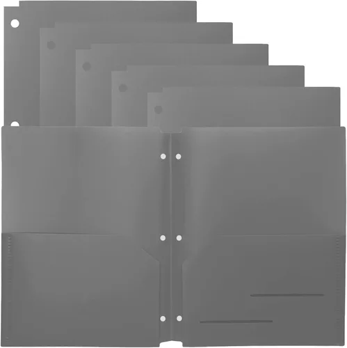 Vista 9 de Youngever Paquete de 6 carpetas de plástico resistente con dos bolsillos, separadores de carpetas con bolsillo, carpeta perforadora de 3 agujeros