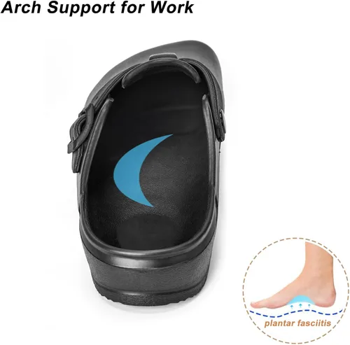 Vista 4 de ZXT Zuecos de trabajo con soporte de arco, antideslizantes, zapatos ortopédicos para chef, enfermera, jardín, cómodas, sandalias deslizantes