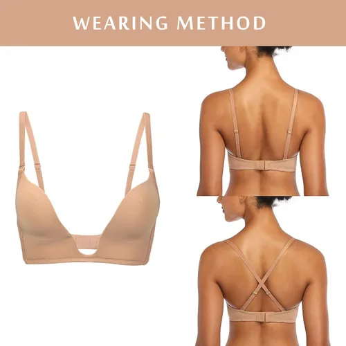Vista 4 de DotVol Sujetador de inmersión profunda convertible para mujer, brasier sin costuras sin costuras