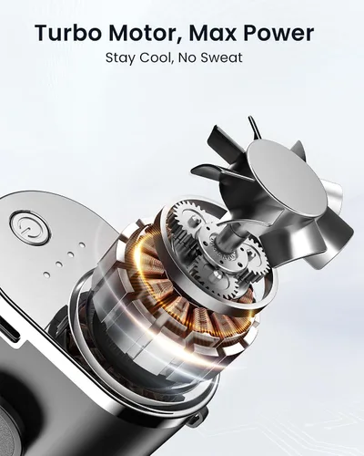 Vista 5 de Koonie Mini ventilador portátil para cinturón de cintura, recargable, flujo de aire fuerte mejorado de 17500 RPM con 4 niveles de velocidad