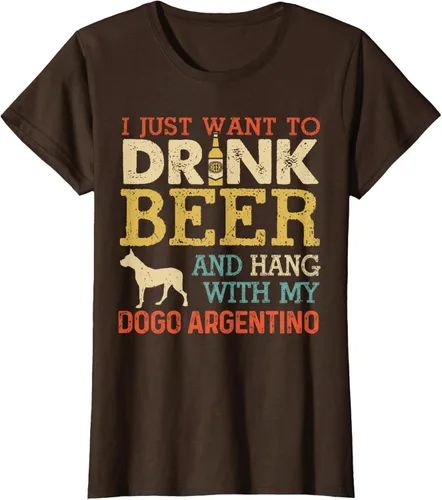 Vista 13 de Dogo Argentino - Camiseta vintage divertida para colgar con perro, Negro