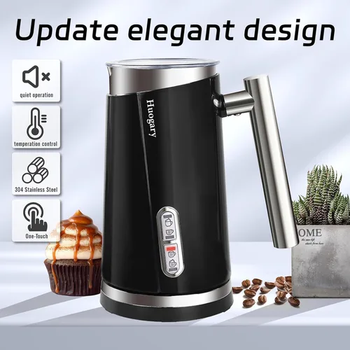 Vista 5 de Espumador de leche Huogary, vaporizador eléctrico 4 en 1, espumador automático de leche caliente y fría, calentador de leche para café, café