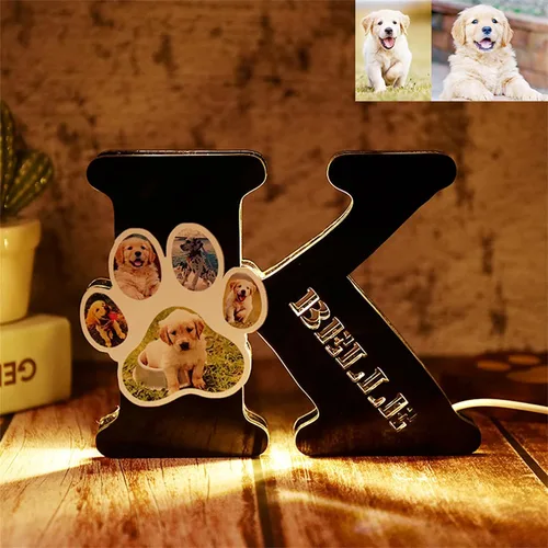 Vista 15 de Luz nocturna acrílica personalizada con foto de mascota, lámpara acrílica personalizada con nombre de perro, lámpara de hueso de foto de perro