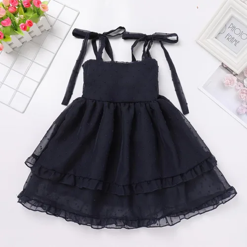 Vista 5 de Vestido de tul de verano para niña pequeña, vestido floral de fiesta de cumpleaños, vestido de boda para niña de las flores, vestido casual