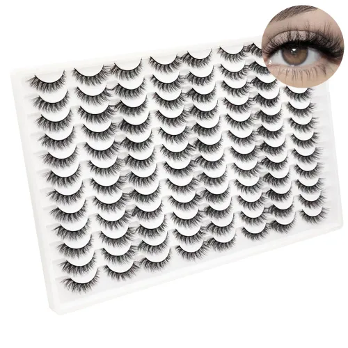 Vista 12 de Azenlo Pestañas postizas 48 pares, pestañas de visón sintético, pestañas tenues de 14mm, pestañas de ojo de gato esponjosas 3D, paquete al por