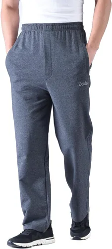 Vista 3 de Zoulee Pantalones deportivos casuales de algodón con cremallera frontal para hombre