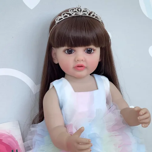 Vista 3 de RXDOLL Muñeca Reborn Baby Girl de vinilo de cuerpo completo de 22 pulgadas, muñeca recién nacida con cuerpo pesado, muñecas realistas con kit
