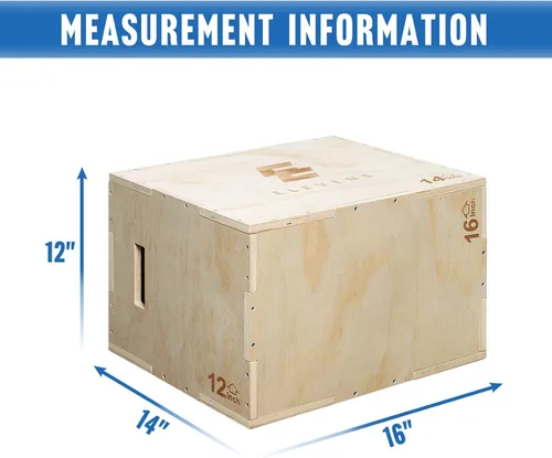 Vista 2 de Elevens Caja pliométrica de madera 3 en 1 para saltar, saltar, saltar, estocadas, saltos de caja, sentadillas, escalones, inmersiones