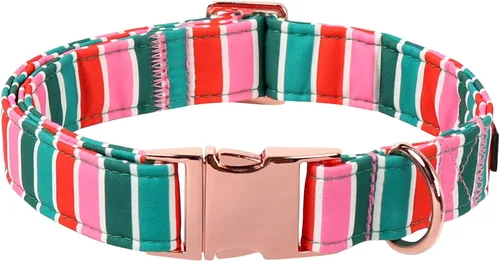 Vista 6 de Collar para perro Lionet Paws Boy, cómodo, ajustable, lindo collar a cuadros azules con hebilla de metal para cachorros machos y gatos, XS, cuello