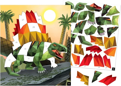 Vista 3 de Teacher Created Resources Dinosaurios y animales prehistóricos Mosaicos modernos se adhieren a los números