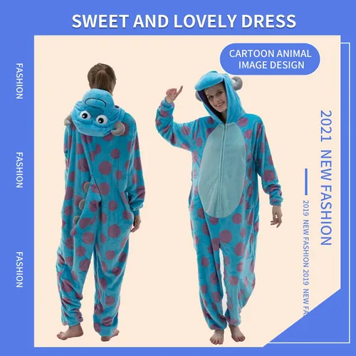 Vista 4 de COSUSKET Snug Fit Unisex Adult Onesie Pajamas, Flannel Cosplay Animal One Piece Halloween Costume Sleepwear Homewear