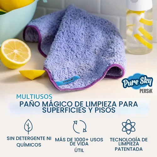 Vista 3 de Pure-Sky Magic Deep Clean - Paño de Limpieza Profunda – SOLO AÑADE Agua, No Se Necesitan Detergentes - Paño de Microfibra Ultra Multiusos - Se