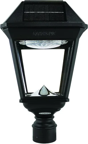 Vista 9 de Gama Sonic Imperial III - Lámpara solar de poste de aluminio fundido y lente biselada, lámpara solar doble para exteriores, salida de 600 lúmenes