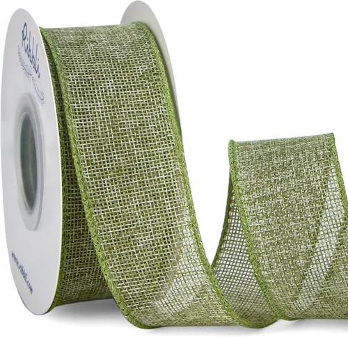 Vista 27 de Ribbli Cinta con alambre de arpillera verde manzana, 1-1/2 pulgadas x 10 yardas, cinta con borde con alambre para lazo grande, corona, decoración