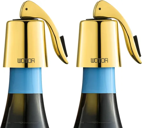 Vista 10 de WOTOR Tapones para botellas de vino de acero inoxidable con silicona Negro-2