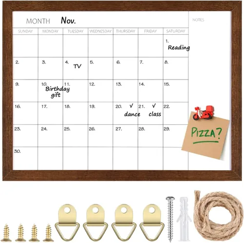 Vista 11 de TORASO Pizarra blanca de borrado en seco y calendario mensual, marco negro, tablero de planificación de tamaño pequeño para oficina, escuela