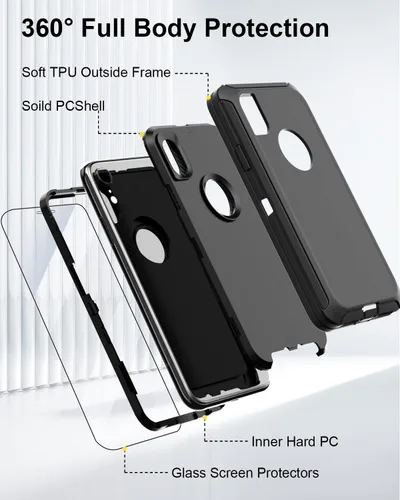 Vista 2 de Funda diseñada para iPhone XR [protección de cuerpo completo 3 en 1] Funda resistente de grado militar, a prueba de golpes y caídas de 6.1 pulgadas