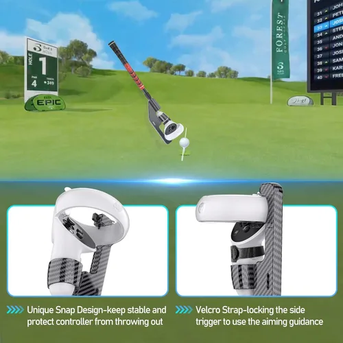 Vista 3 de New Version VR Golf Club for Oculus Quest 2 Defanti VR Golf Club Attachment with Aiming Guidance Help and 2 Controller Covers Bonus Golf Club Handle