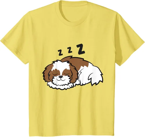 Vista 4 de Camiseta Tired Shih Tzu Dog Cute Sleeping Shih Tzu, Blanco