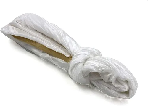 Vista 5 de 5.9 ft de seda artificial danza del vientre de bambú velos mujeres seda real danza del vientre vela vela danza nacional baile largo bambú ventilador