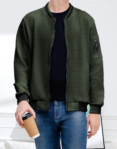 Vista 2 de Chaqueta casual para hombre, ajuste holgado, chaqueta ligera varsity bomber con cremallera