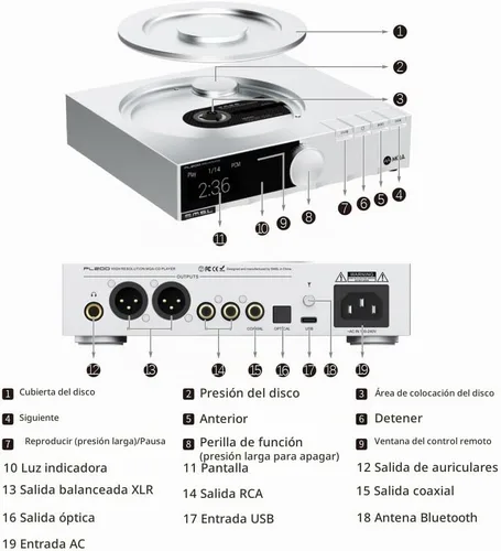 Vista 2 de S.M.S.L Reproductor MQA-CD PL200, programa de CD de alta gama chip DAC insignia AK4499EX, chip Bluetooth de alta gama 32bit/768kHz, DSD512