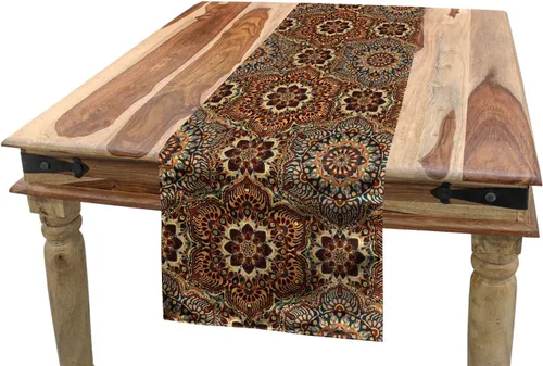 Vista 24 de Lunarable Camino de mesa tropical y manteles individuales, acuarela tucán loro flamenco piñas y flores silvestres sobre rombo, juego para decoración