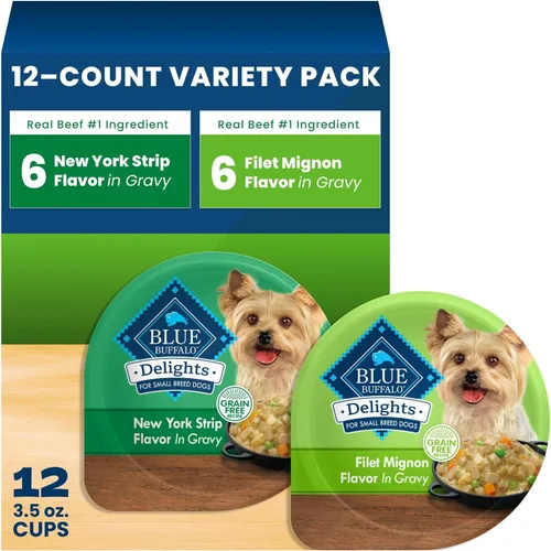 Vista 11 de Blue Buffalo Delicias Copa de alimentos de perro mojada de la raza pequeña adulta natural, sabor de pollo asado en salsa abundante 3.5-oz