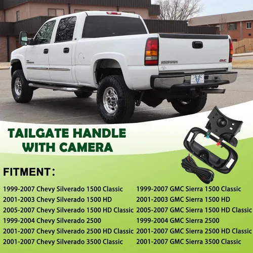 Vista 6 de Cámara de respaldo con manija de puerta trasera Cámara de visión trasera con manija de cierre de puerta Compatible con 1999-2007 Chevrolet Chevy