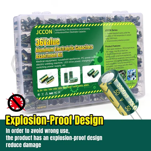 Vista 4 de 925Pcs 36Values Aluminio Electrolítico Capacitor Surtido Kit Lowesr Capacitores Surtidos Kits 1uF 4.7uF 10uF 22uF 47uF 100uF 220uF 330uF 470uF 680uF