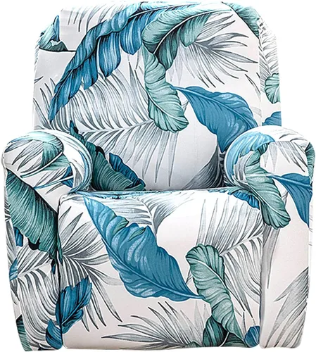 Vista 10 de Juego de 4 fundas para sillón reclinable de alta elasticidad, funda suave para sofá de 1 asiento, funda estampada para silla reclinable con bolsillo