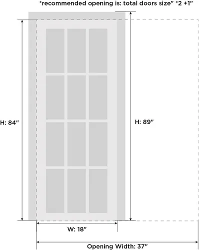 Vista 5 de Puerta corredera de bolsillo de 18 x 84 pulgadas Ego 5012 pintado roble blanco Kit de herrajes para rieles Puerta interior de madera maciza