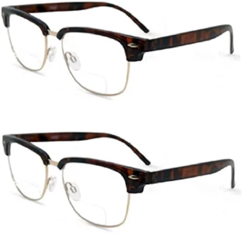 Vista 3 de 2 pares de lentes de lectura bifocales sin montura para hombres y mujeres Negro/Tortuga